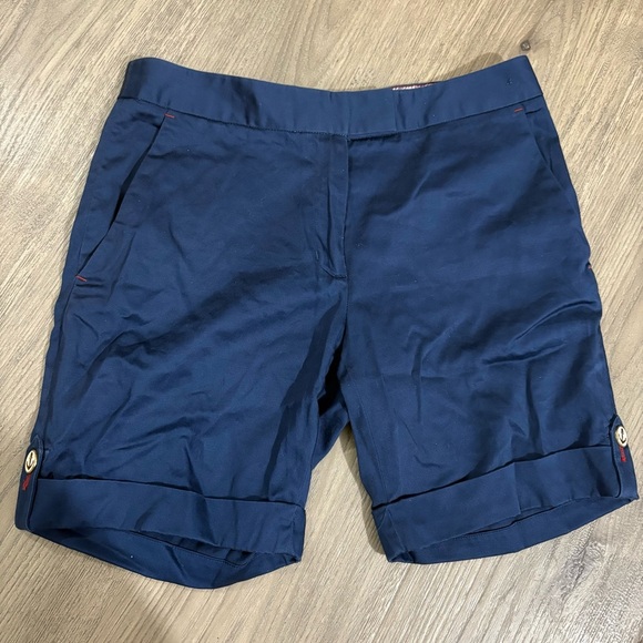 Brooks Brothers Women’s Sz 2 Navy Anchor Button Shirts Rolled Hem Nautical - Picture 1 of 8